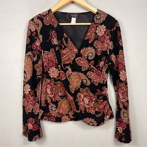 Floral Wrap Around V Neck Y2K Long Sleeve